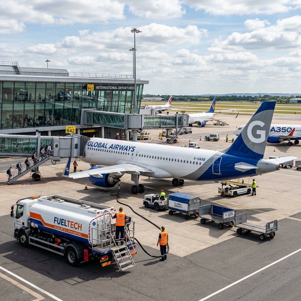 Jet refueling system at airport